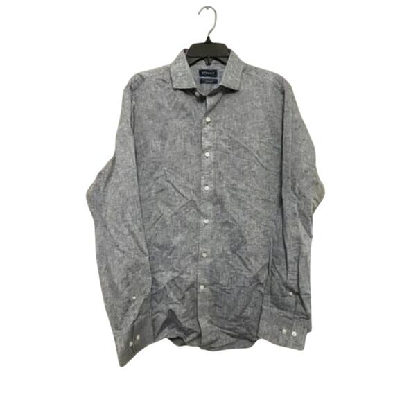 Stantt Button Down Shirt Linen Blend Long Sleeve Buttoned Cuffs Blue M XL NWOT - Picture 1 of 8